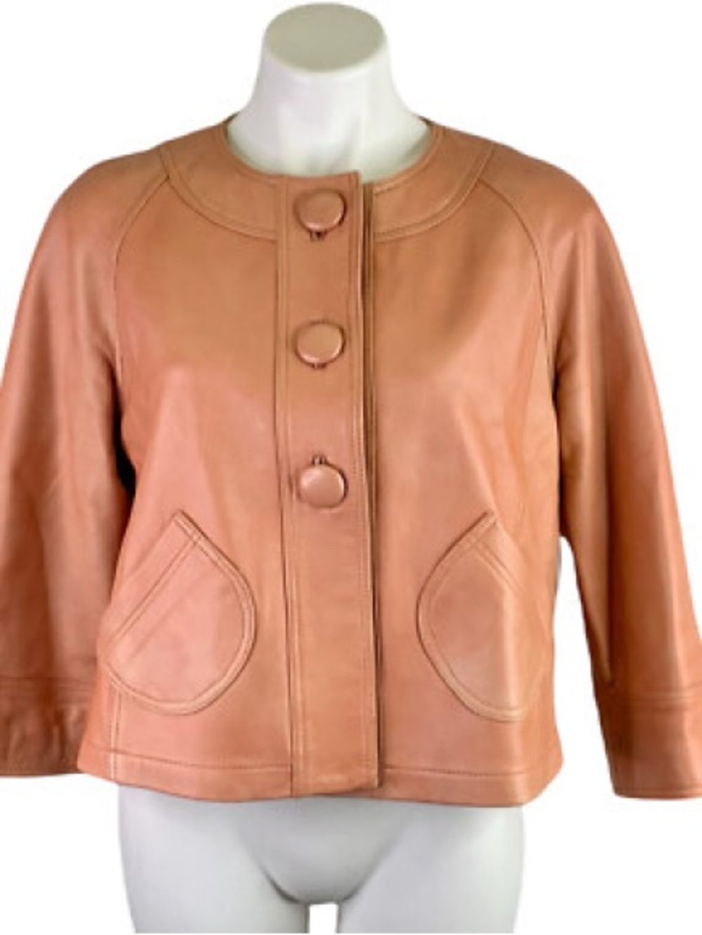 Chico's Vintage Pink 100% Leather Button-Front Jacket - Size 2/S